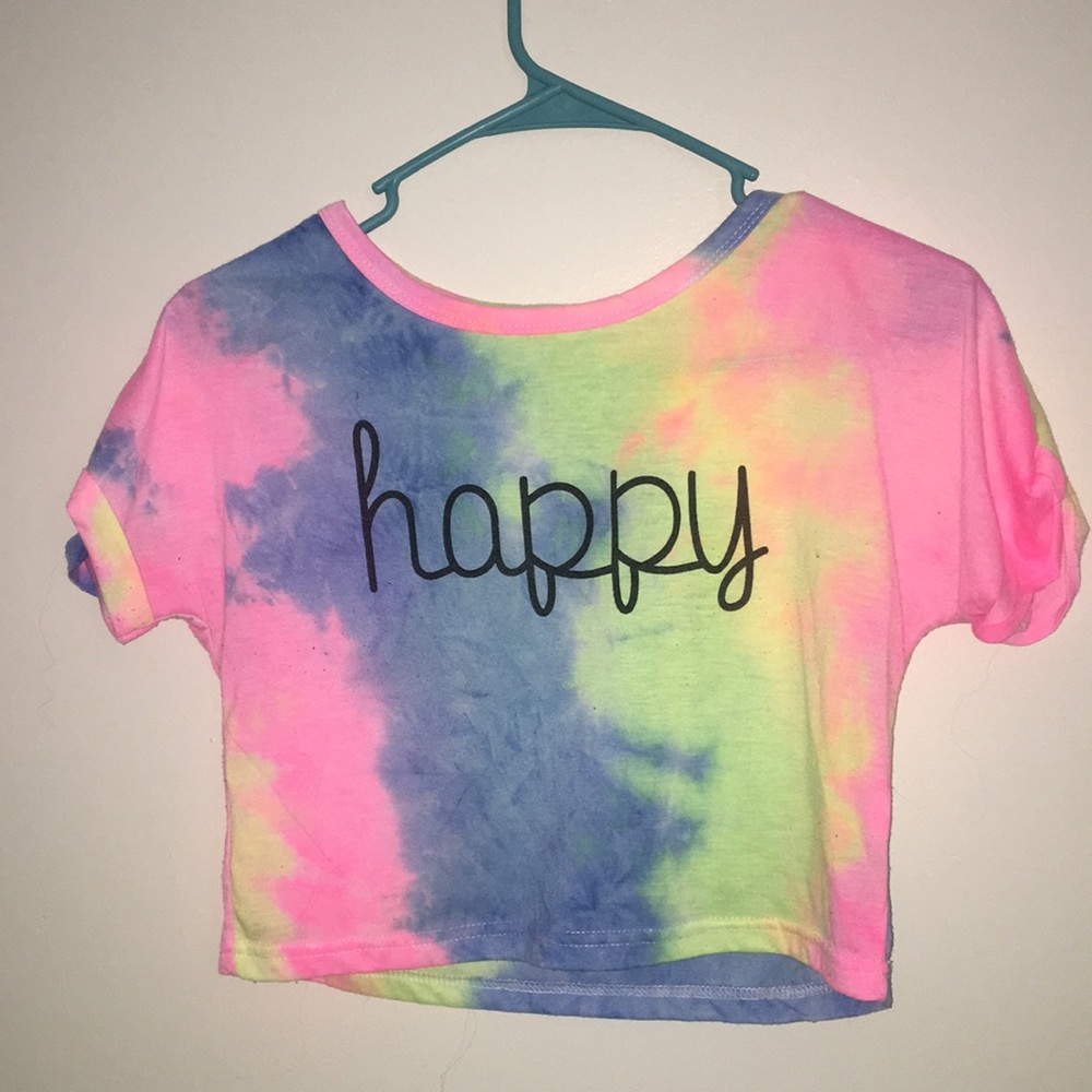 Tie-Dye “Happy” Crop-Top